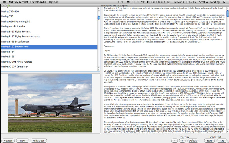 Military Aircrafts Encyclopedia 1.0 : Main window