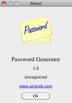 Password Generator 1.6 : About window