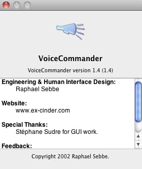 VoiceCommander 1.4 : About window