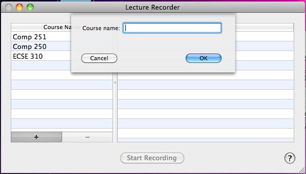 Lecture Recorder 1.0 : Main window