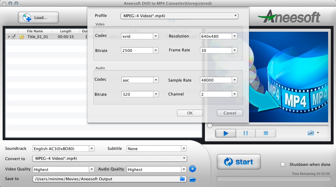 DVD to MP4 Converter 2.9 : Configuring Output Settings