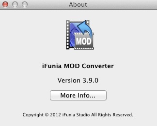 iFunia MOD Converter 3.9 : About window