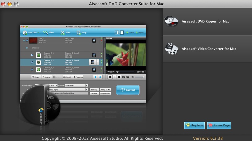 Aiseesoft DVD Converter Suite for Mac 6.2 : Launcher