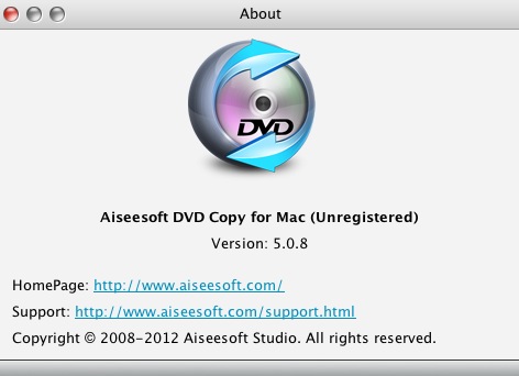 Aiseesoft DVD Copy for Mac 5.0 : About window