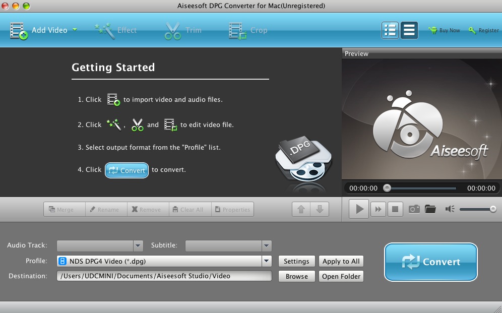 Aiseesoft DPG Converter for Mac 6.2 : Main window
