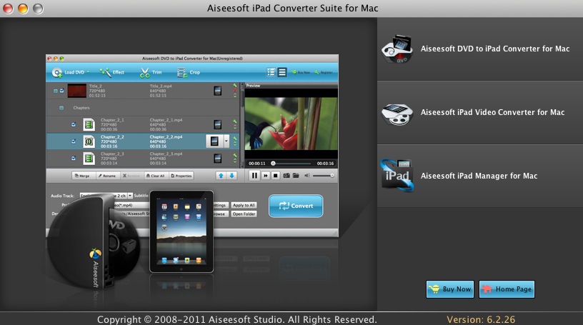 Aiseesoft iPad Converter Suite for Mac 6.2 : Launcher