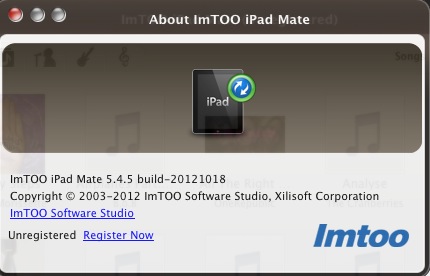 ImTOO iPad Mate 5.4 : About window
