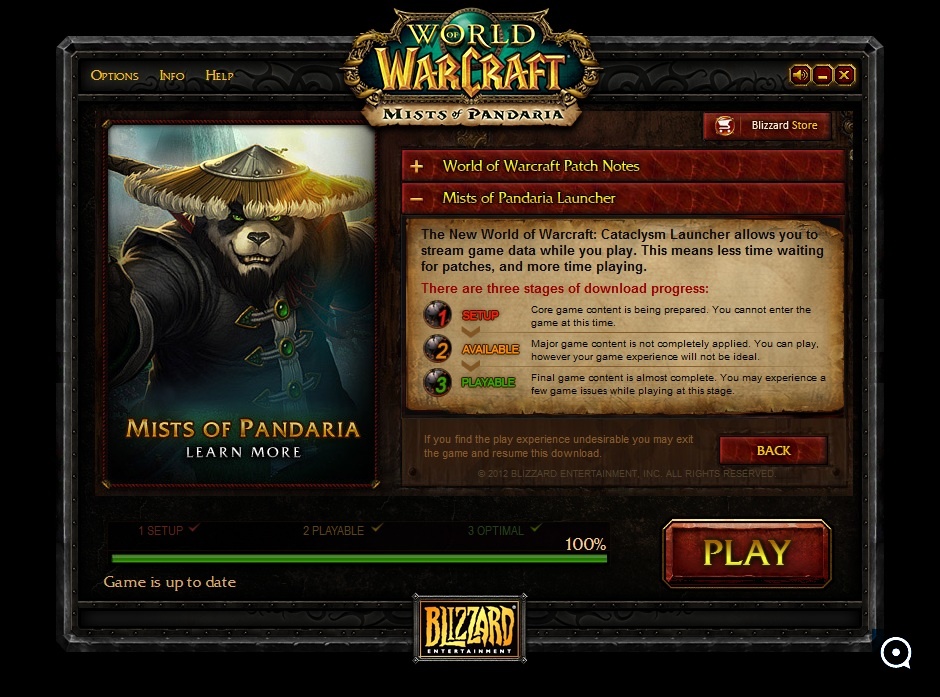 World of Warcraft Launcher : Main window