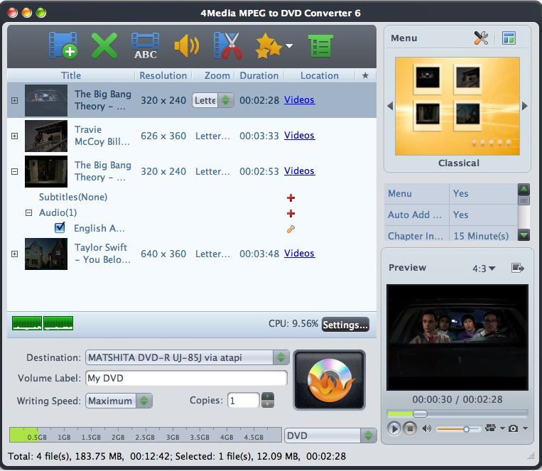 4Media MPEG to DVD Converter 6 6.2 : General view