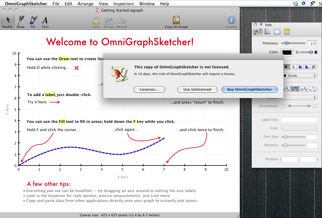 OmniGraphSketcher 1.1 : First Run - Main Window
