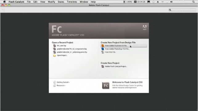 Adobe Flash Catalyst CS5 : Program window