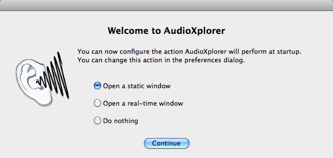 AudioXplorer : Welcome screen