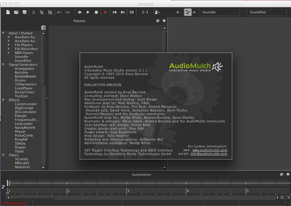 AudioMulch 2.1 : Main Window