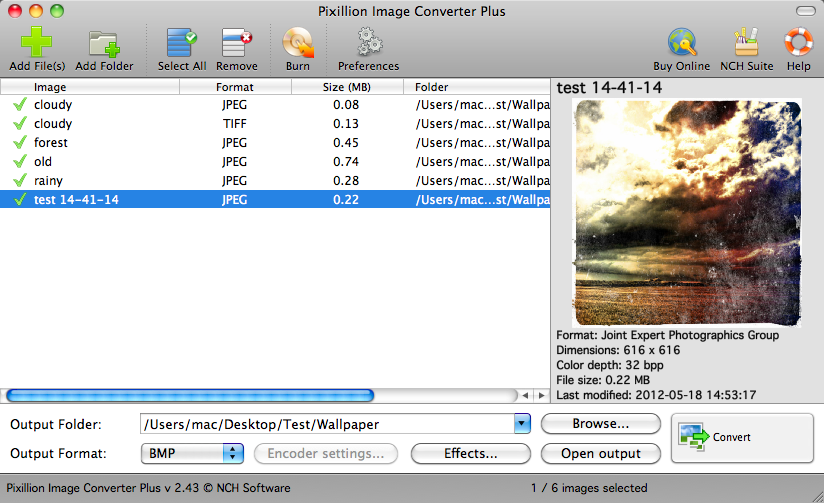 Pixillion Image Converter Software 2.4 : Main Window