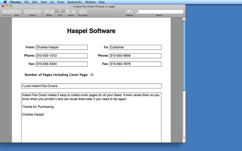 Instant Fax Cover 3.0 : Instant Fax Cover screenshot