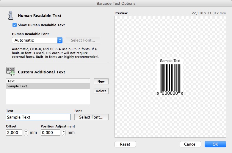 Barcode Producer 6.6 : Add Text
