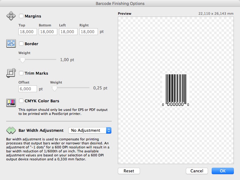 Barcode Producer 6.6 : Barcode Options