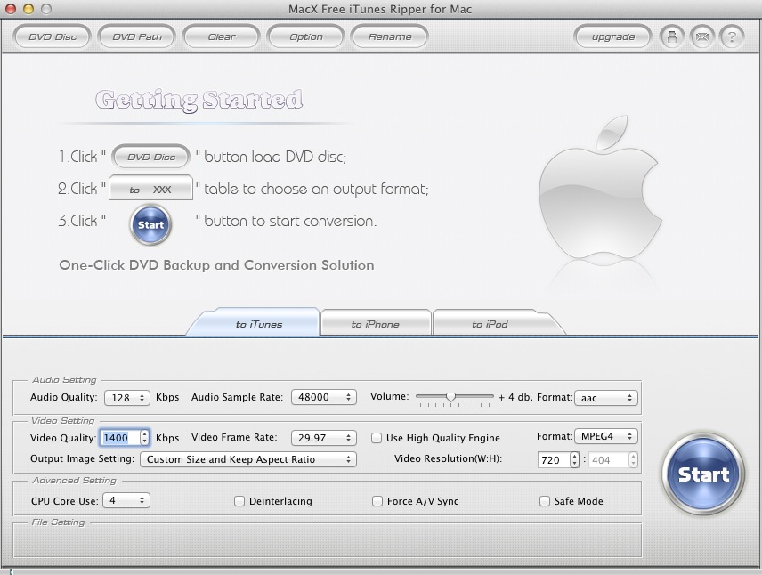 MacX Free iTunes Ripper for Mac 2.0 : Main window