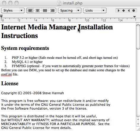 InternetMediaManager 0.3 : Main window