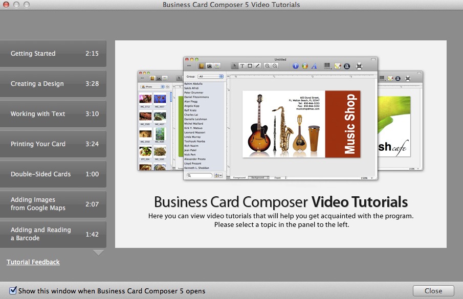 Business Card Composer 5.1 : Tutorials