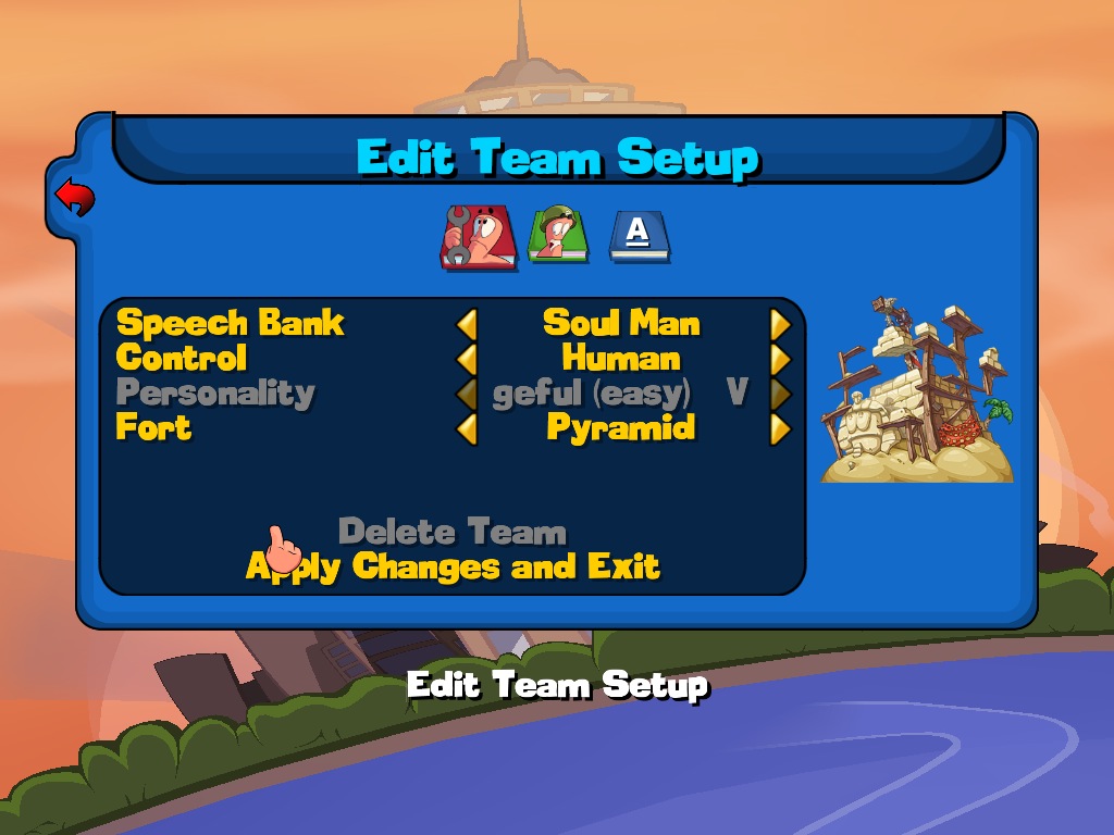 Worms Special Edition 1.0 : Team setup