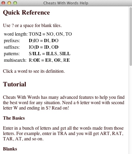Cheats With Words 1.5 : Help