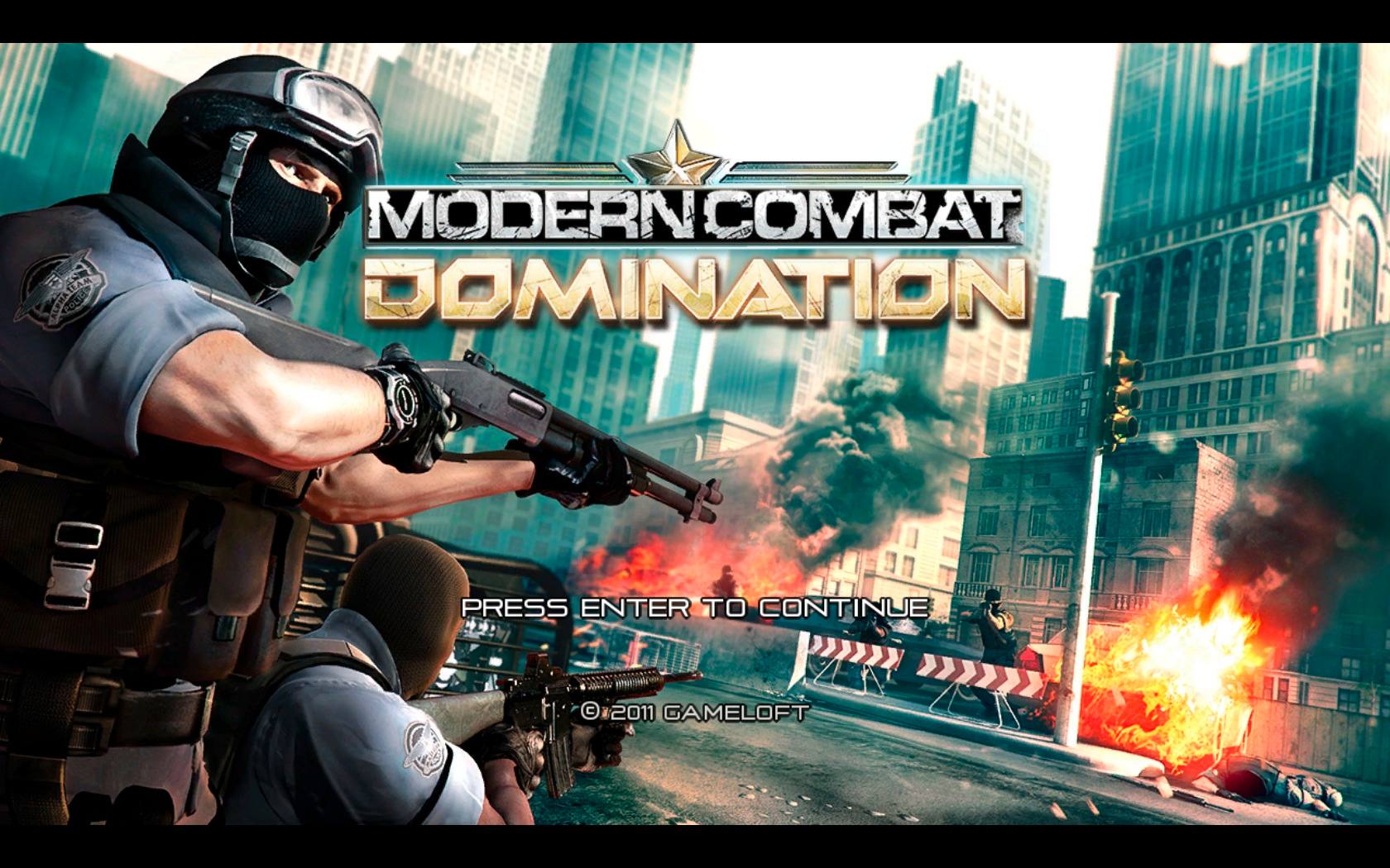 Modern Combat Domination : Start screen