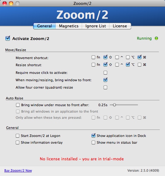 Zooom2 2.5 : Main window