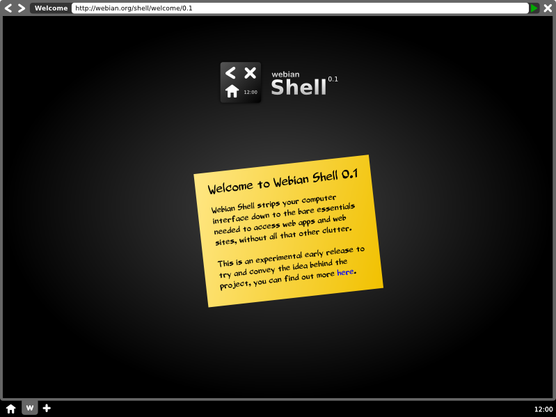 Webian Shell 0.1 : Main window