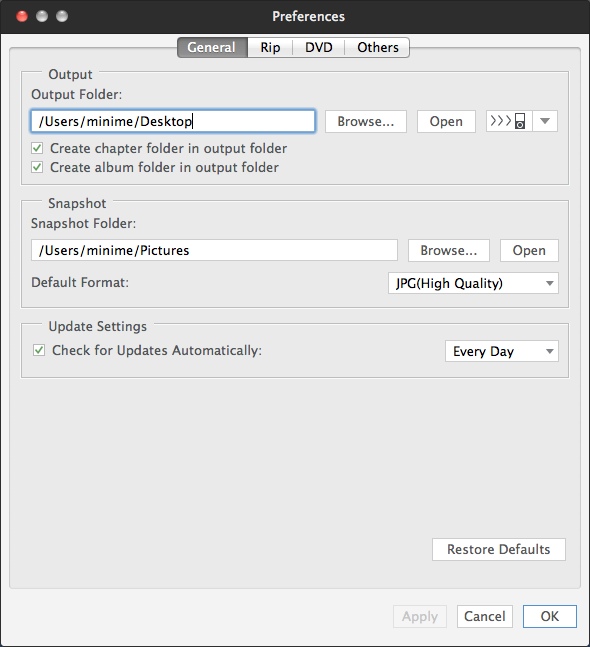 Xilisoft DVD to iPod Converter 7.8 : Program Preferences