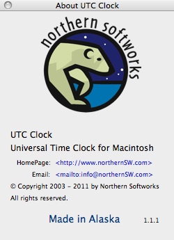 UTC Clock 1.1 : About Window