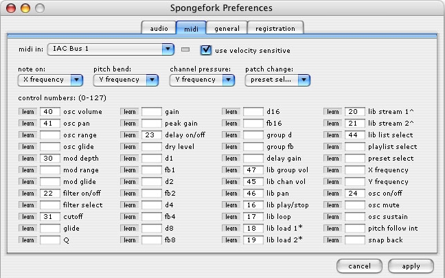 Spongefork 3.3 : Preferences