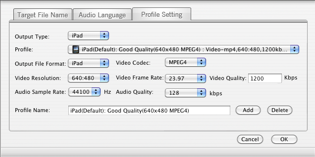 MacX QuickTime Video Converter Free Edition 2.5 : Settings