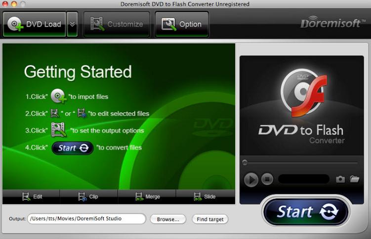 Doremisoft DVD to Flash Converter for Mac 1.0 : Main Window
