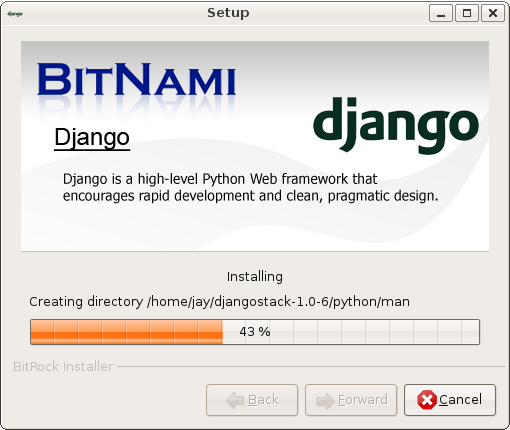 BitNami DjangoStack 1.3 : Main window