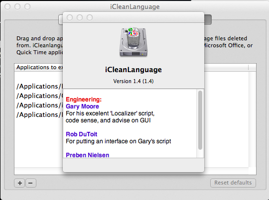 iCleanLanguage 1.4 : About