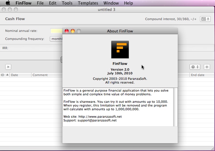 FinFlow 2.0 : Main window