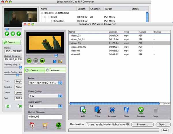 Joboshare DVD to PSP Bundle for Mac 2.5 : Main Window
