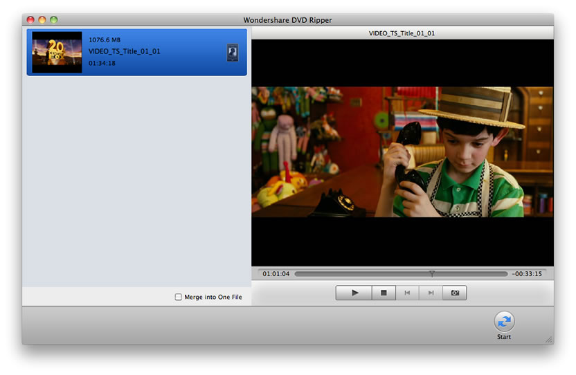 Wondershare DVD Ripper for Mac 1.9 : Main Window