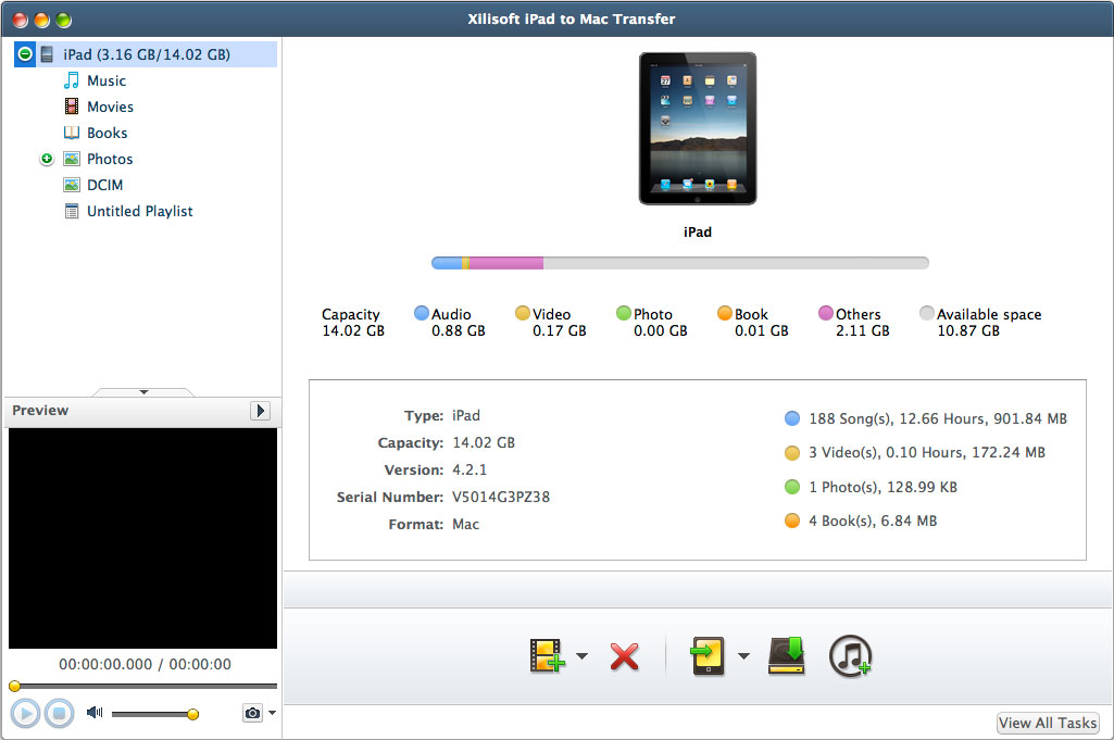 Xilisoft iPad to Mac Transfer 3.0 : Main Window