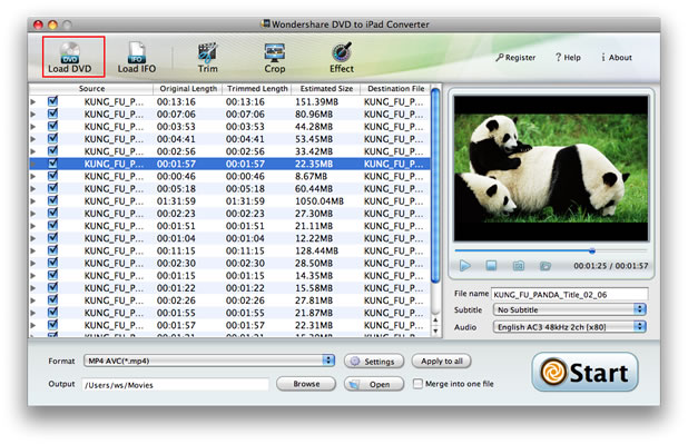 Wondershare DVD to iPad Converter for Mac 1.9 : Main Window