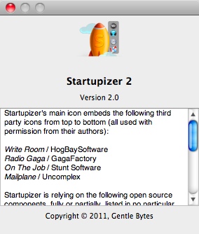 Startupizer 2 2.0 : About Window