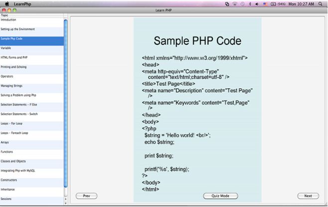 LearnPHP 1.0 : General view