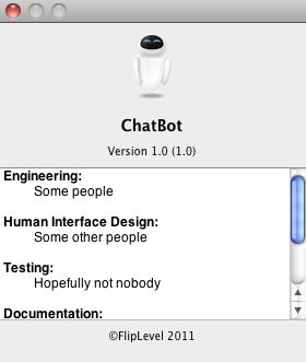 ChatBot 1.0 : About window
