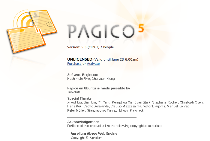 Pagico 5.3 : Program version