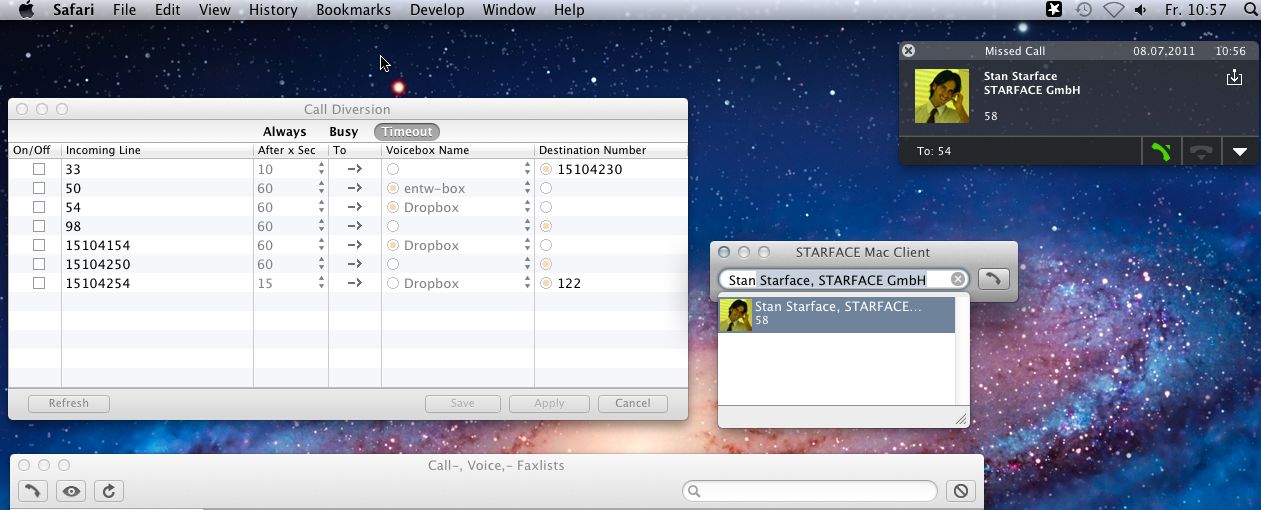 STARFACE Client 1.5 : Main window