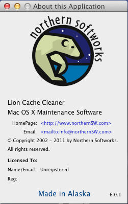 Lion Cache Cleaner : About Window