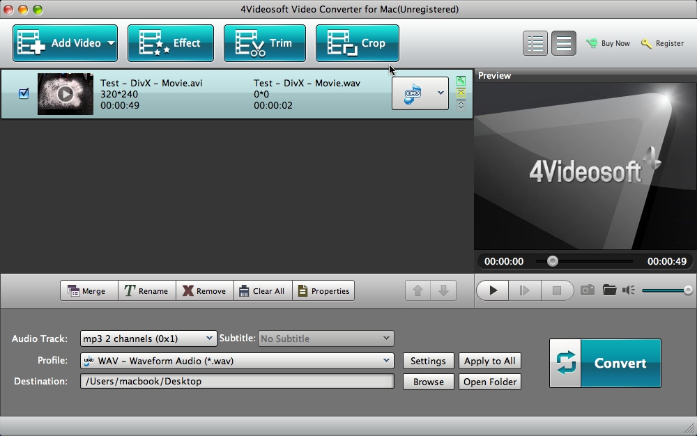 4Videosoft Video Converter for Mac 5.0 : Main Window