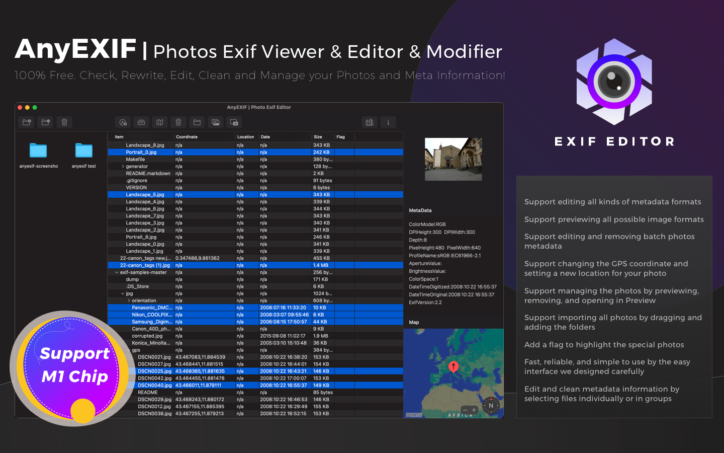 Exif Editor 1.2 : Photos Exif viewer & Editor & Modifier. 100% Free. Check, Rewrite, Edit, Clean and Manage your Photos and Meta Information!