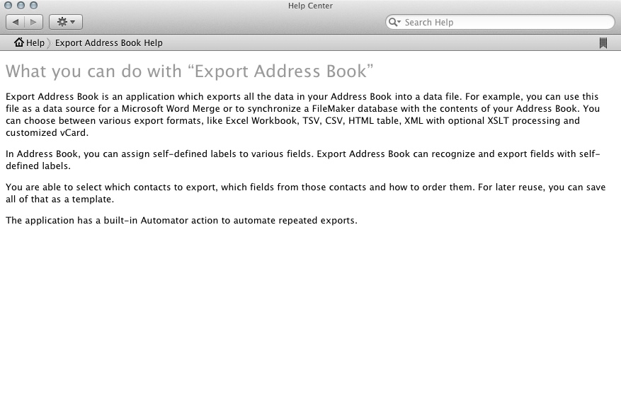 Export Address Book 1.8 : Help Guide